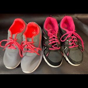 Athletic shoes.  Neon accents.  Like new